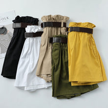 Load image into Gallery viewer, Korean Simple Solid Summer Shorts With Belt 2019 Loose High Waist Slim loose