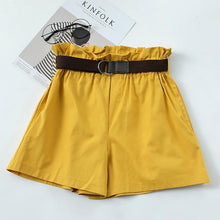Load image into Gallery viewer, Korean Simple Solid Summer Shorts With Belt 2019 Loose High Waist Slim loose