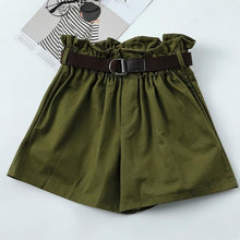 Load image into Gallery viewer, Korean Simple Solid Summer Shorts With Belt 2019 Loose High Waist Slim loose