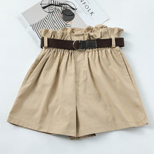 Load image into Gallery viewer, Korean Simple Solid Summer Shorts With Belt 2019 Loose High Waist Slim loose