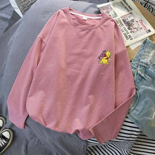 Load image into Gallery viewer, Korean cartoon Embroidery Loose basic t shirt autumn long Sleeve Simple T-shirts for Women