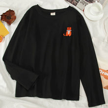 Load image into Gallery viewer, Korean cartoon Embroidery Loose basic t shirt autumn long Sleeve Simple T-shirts for Women