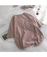 Load image into Gallery viewer, Korean cartoon Embroidery Loose basic t shirt autumn long Sleeve Simple T-shirts for Women