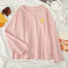 Load image into Gallery viewer, Korean cartoon Embroidery Loose basic t shirt autumn long Sleeve Simple T-shirts for Women