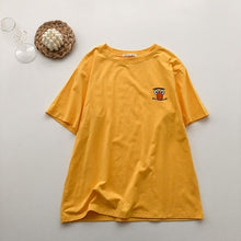 Load image into Gallery viewer, Korean cartoon Embroidery Loose basic t shirt autumn long Sleeve Simple T-shirts for Women