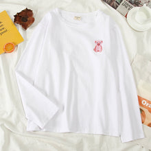 Load image into Gallery viewer, Korean cartoon Embroidery Loose basic t shirt autumn long Sleeve Simple T-shirts for Women