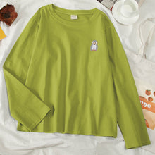 Load image into Gallery viewer, Korean cartoon Embroidery Loose basic t shirt autumn long Sleeve Simple T-shirts for Women