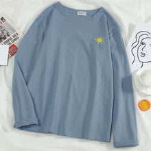 Load image into Gallery viewer, Korean cartoon Embroidery Loose basic t shirt autumn long Sleeve Simple T-shirts for Women