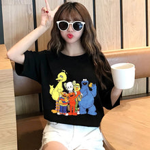 Load image into Gallery viewer, Korean cartoon Embroidery Loose basic t shirt autumn long Sleeve Simple T-shirts for Women