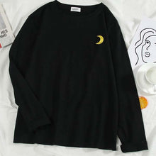 Load image into Gallery viewer, Korean cartoon Embroidery Loose basic t shirt autumn long Sleeve Simple T-shirts for Women