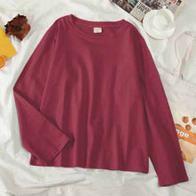 Load image into Gallery viewer, Korean cartoon Embroidery Loose basic t shirt autumn long Sleeve Simple T-shirts for Women