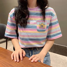 Load image into Gallery viewer, Korean cartoon Embroidery Loose basic t shirt autumn long Sleeve Simple T-shirts for Women