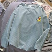 Load image into Gallery viewer, Korean cartoon Embroidery Loose basic t shirt autumn long Sleeve Simple T-shirts for Women