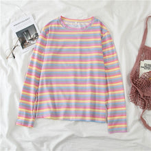Load image into Gallery viewer, Korean cartoon Embroidery Loose basic t shirt autumn long Sleeve Simple T-shirts for Women