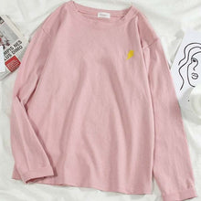 Load image into Gallery viewer, Korean cartoon Embroidery Loose basic t shirt autumn long Sleeve Simple T-shirts for Women