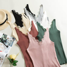 Load image into Gallery viewer, Sexy Women Lace Camisole Splicing Double V-neck Vest Plain Slim