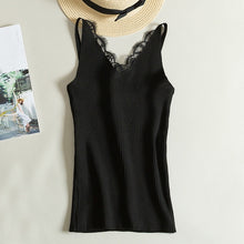 Load image into Gallery viewer, Sexy Women Lace Camisole Splicing Double V-neck Vest Plain Slim