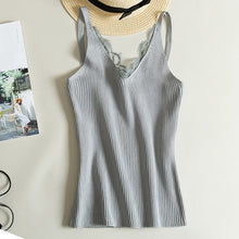 Load image into Gallery viewer, Sexy Women Lace Camisole Splicing Double V-neck Vest Plain Slim