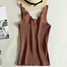 Load image into Gallery viewer, Sexy Women Lace Camisole Splicing Double V-neck Vest Plain Slim